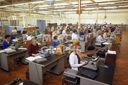 Cowley factory BMC 1965 typing pool