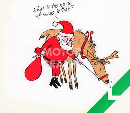 Lucas Christmas card expressing the dislike of many employees for the new branding of the company