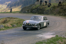 MG MGB GT rallying in 1966